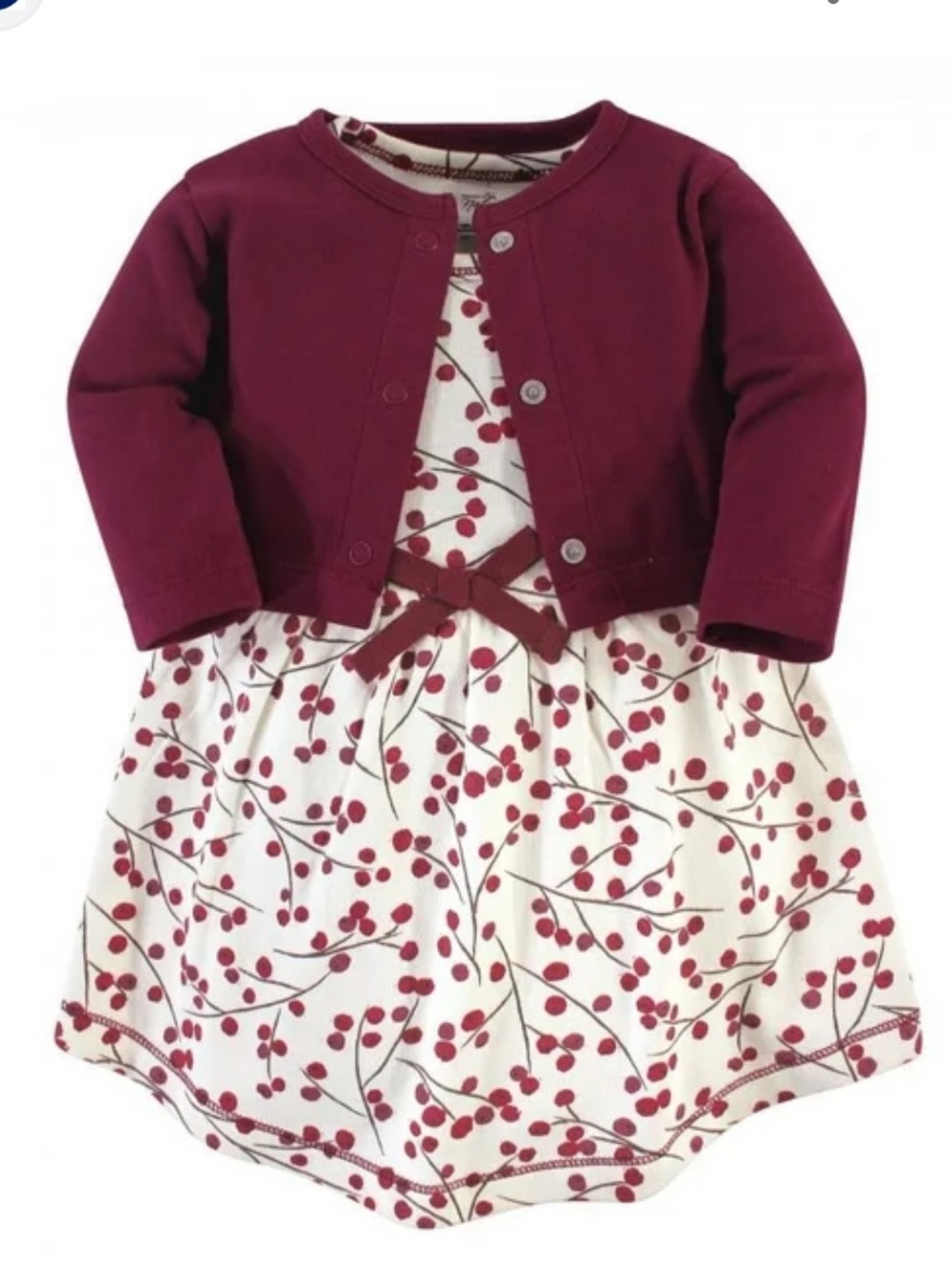 Touched by Nature Baby-Girls Organic Dress and Cardigan Set Red Winter